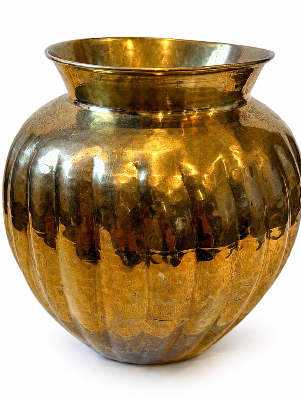 BEAU! Heavy Hammered Brass (2lbs) Solid Brass Decorative Vase Table Decor